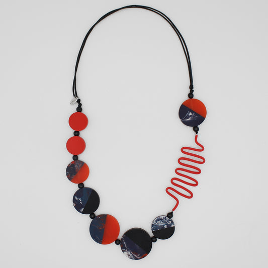 Red and Blue Repurposed Loni Necklace