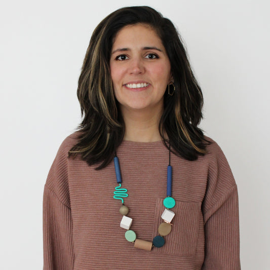 Blue Toned Geometric Jordi Necklace - Sylca Designs - Chunky Jewelry 
