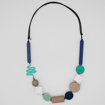 Blue Toned Geometric Jordi Necklace