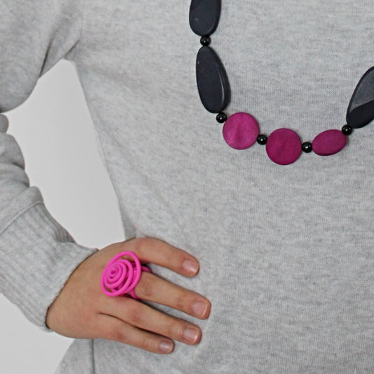 Pink Cefalu Swirl Ring - Sylca Designs - Chunky Jewelry 