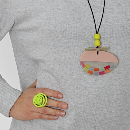 Neon Yellow Cefalu Swirl Ring