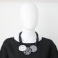 Black and White Fabric Disk Myra Pendant Necklace
