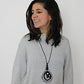 Black and White Fabric Marina Pendant Necklace
