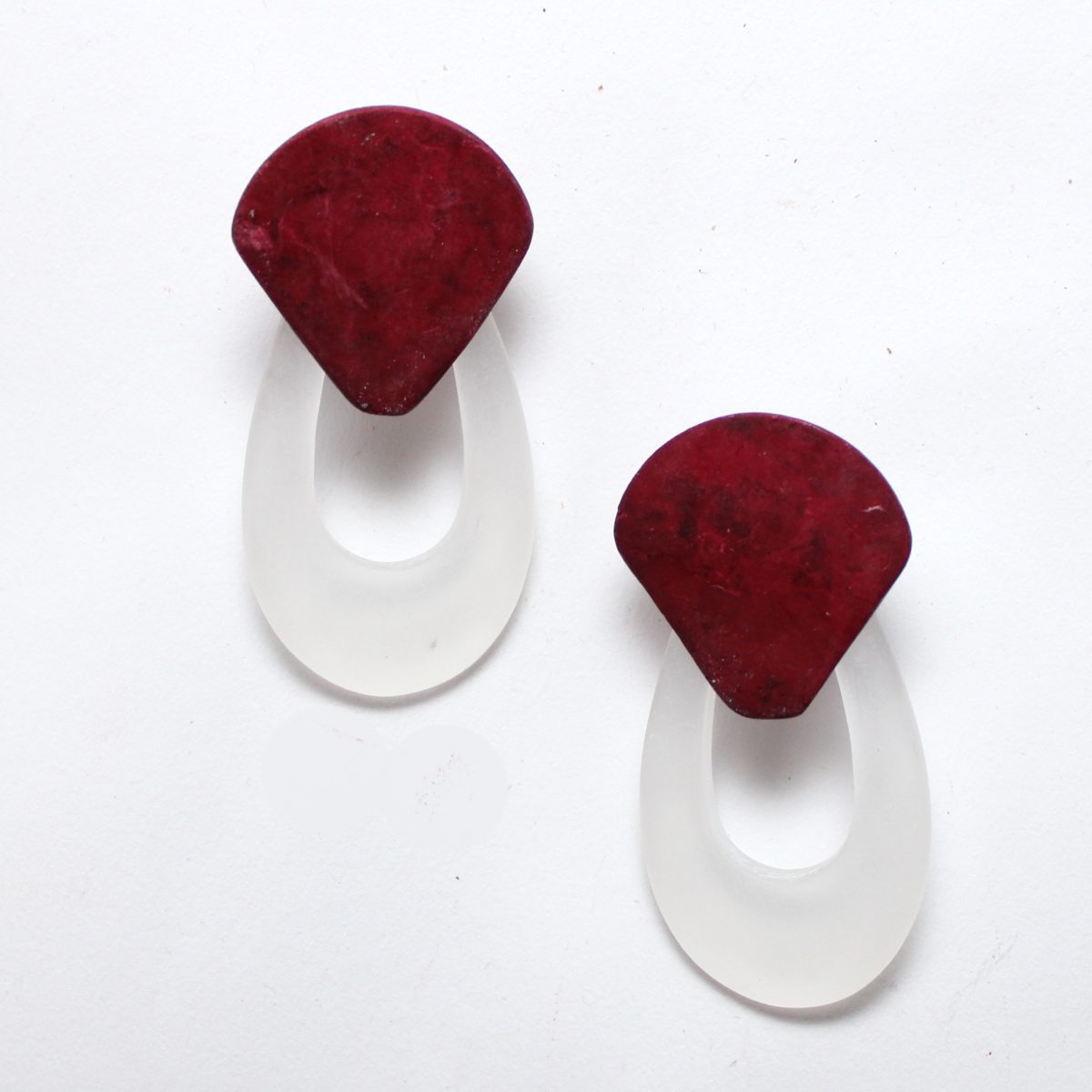 Large Red and Frosted Earrings