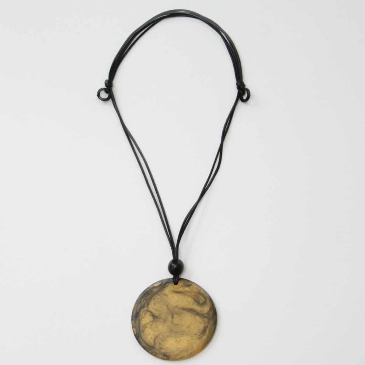 Gold and black large pendant necklace