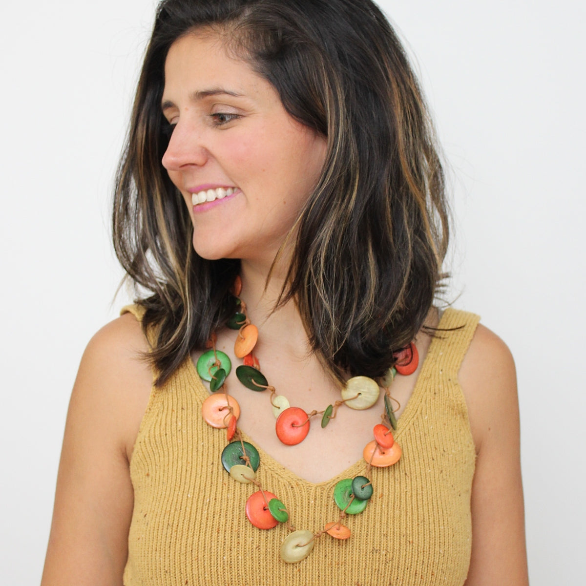 Earth Tone Disk Donna Necklace