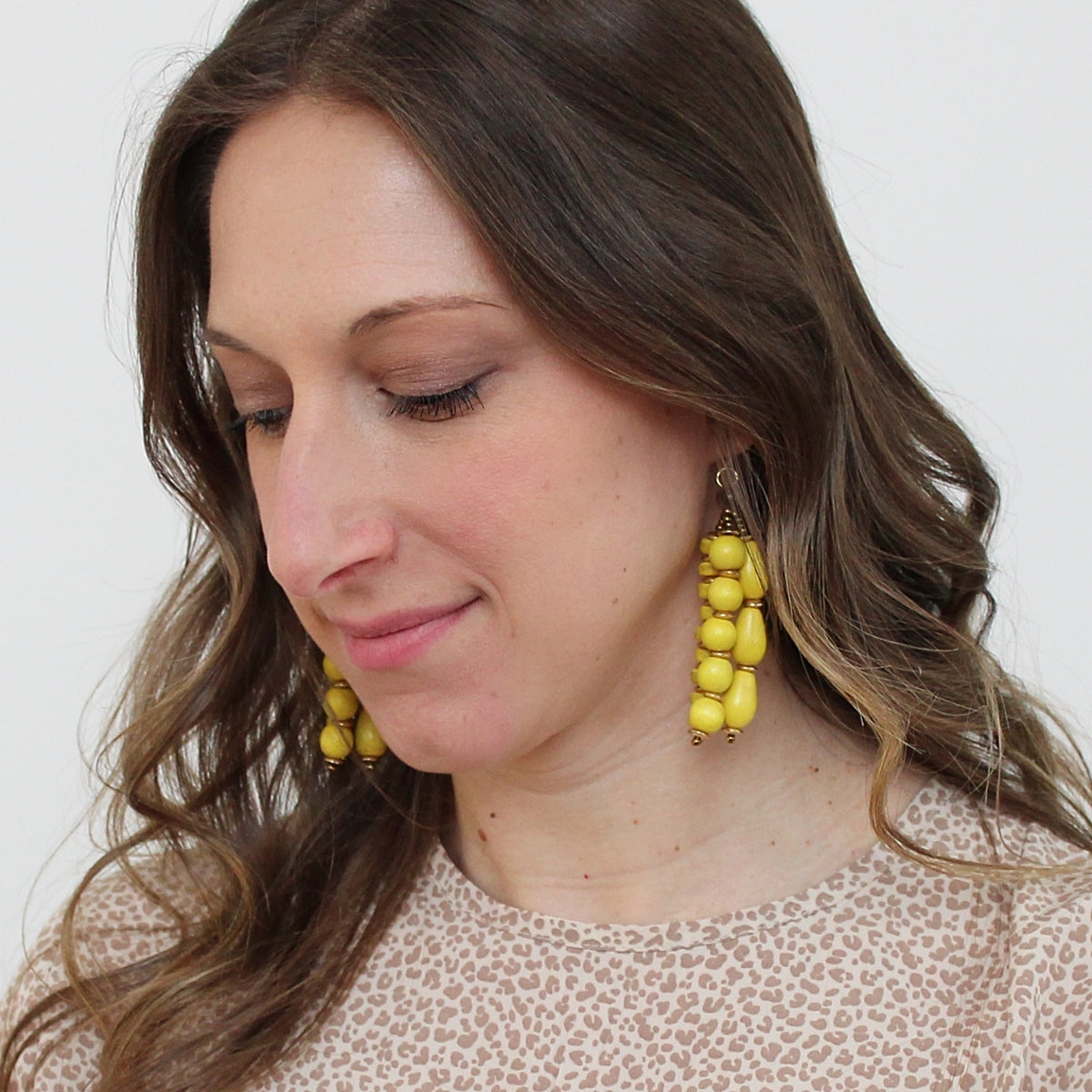 Yellow Multi Strand Simone Earrings
