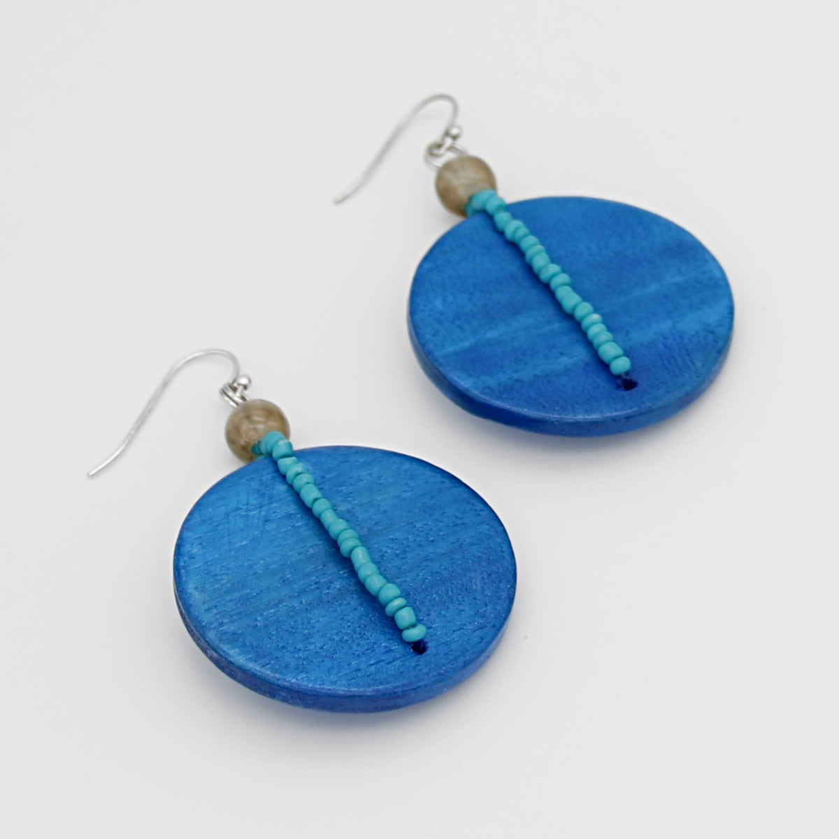 Round Blue Ginny Earrings