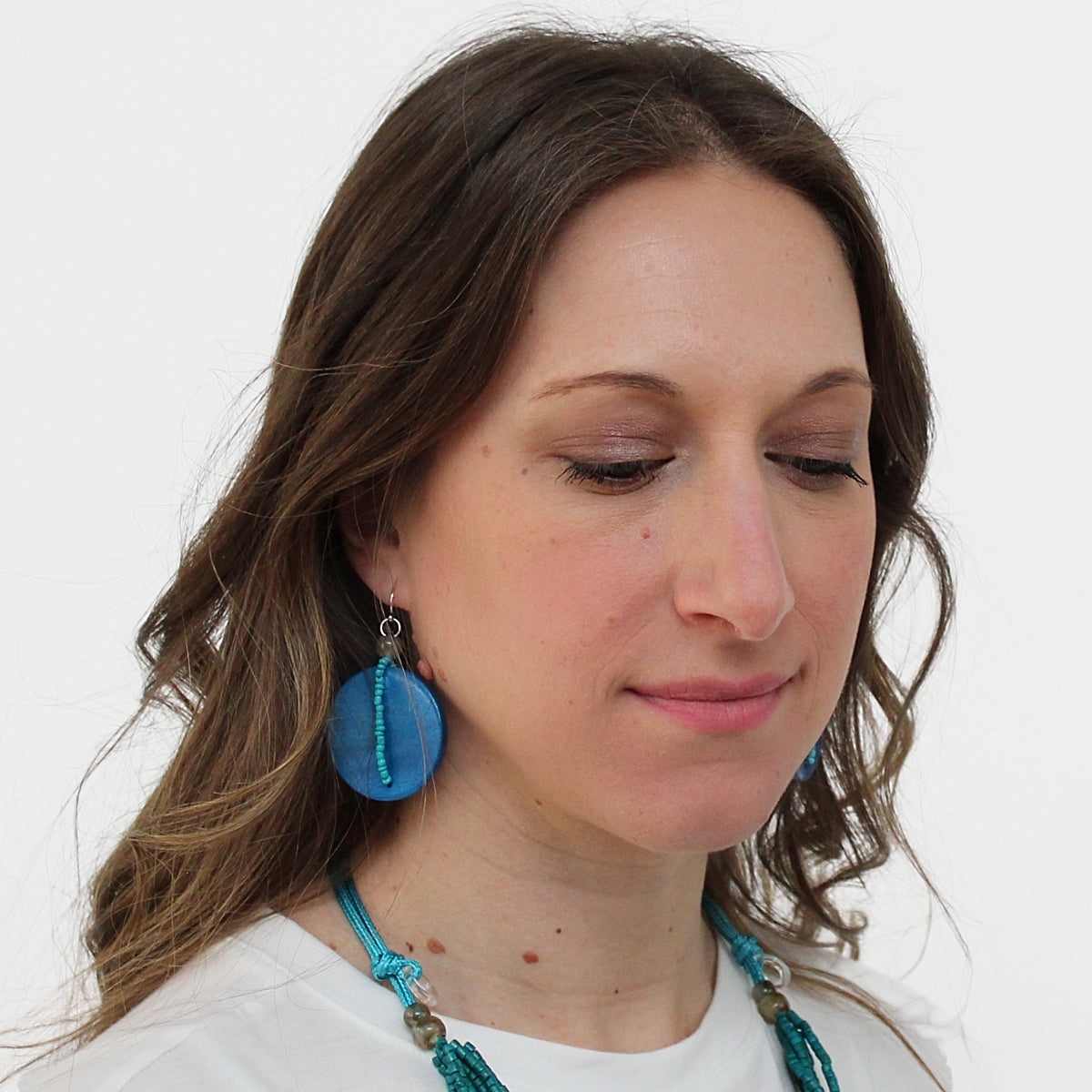 Round Blue Ginny Earrings