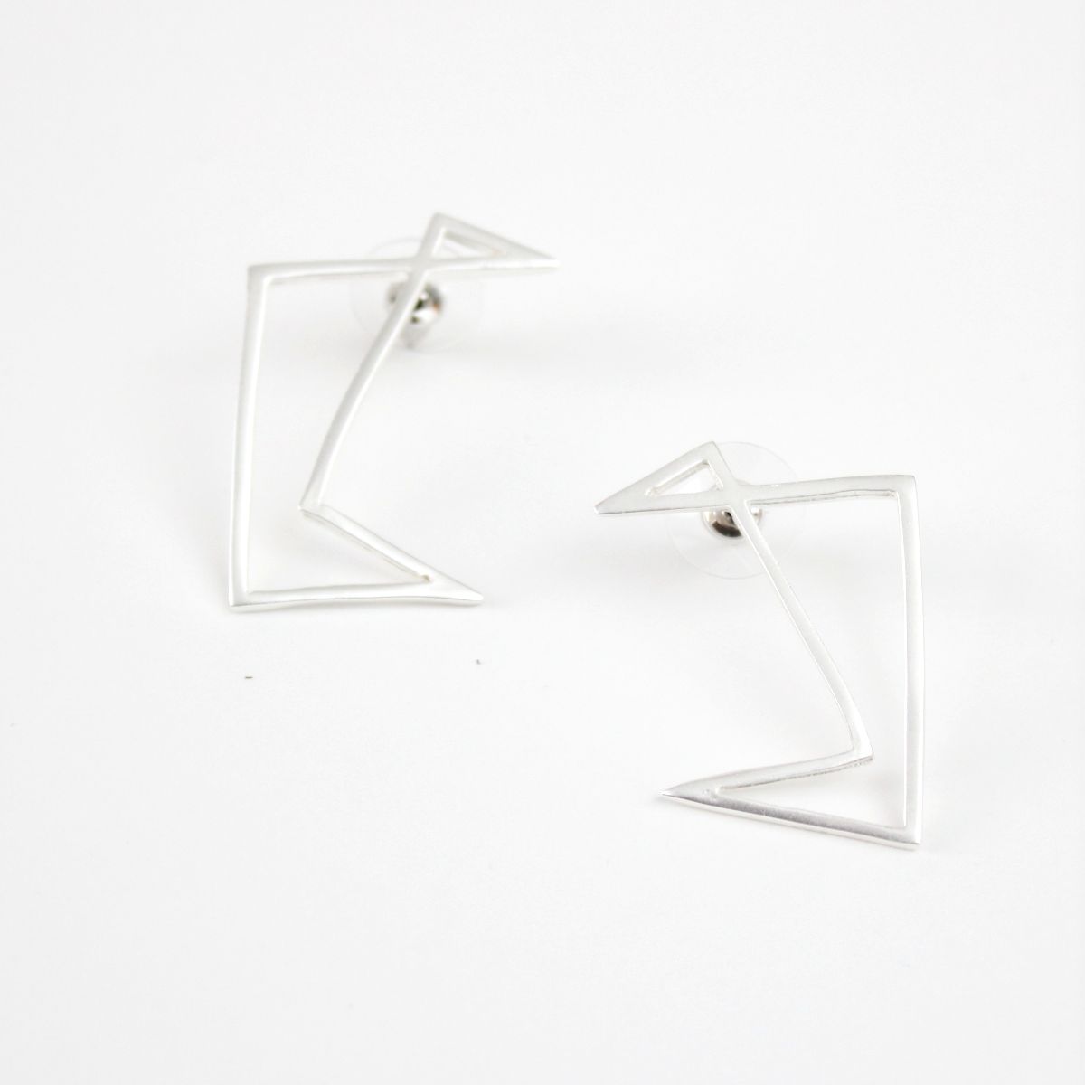 silver plated geometric earrings