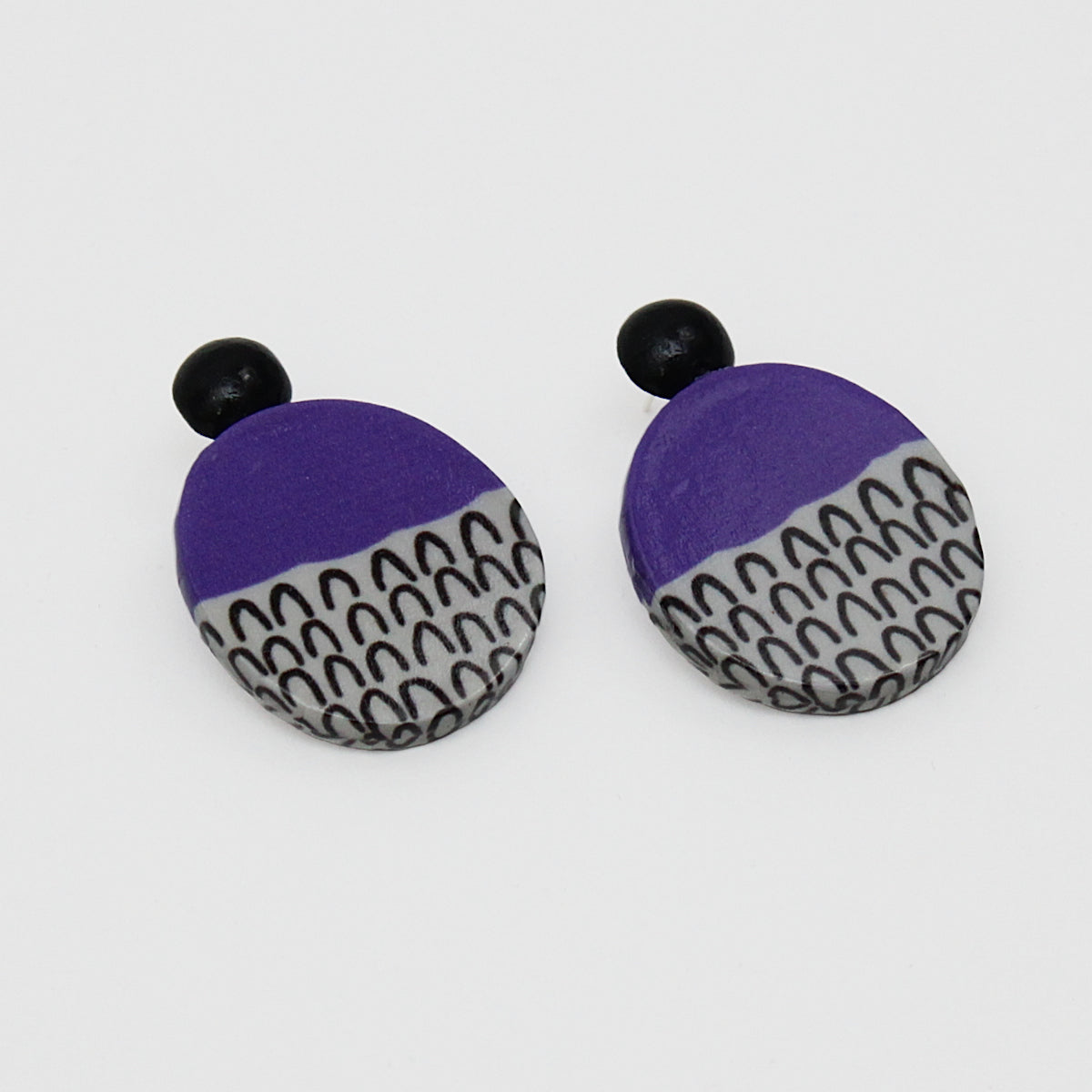 Purple Round Decoupage Jolie Earrings