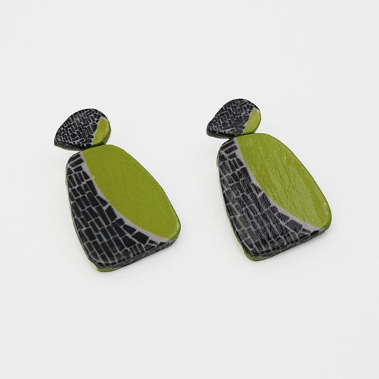 Lime Geometric Decoupage Oakley Earrings