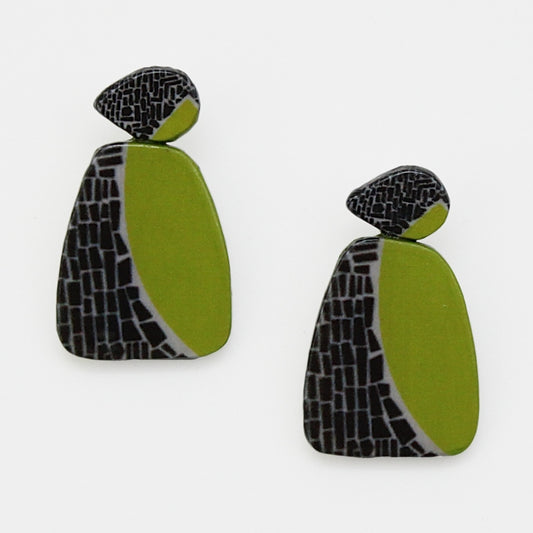 Lime Geometric Decoupage Oakley Earrings