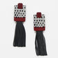 Black and Red Tassel Decoupage Zoey Earrings