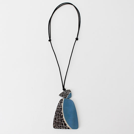 Blue Geometric Decoupage Oakley Pendant
