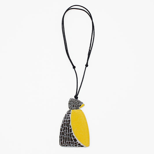 Yellow Geometric Decoupage Oakley Pendant