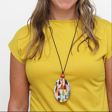 Abstract Decoupage Cat Pendant - Sylca Designs - Chunky Jewelry 