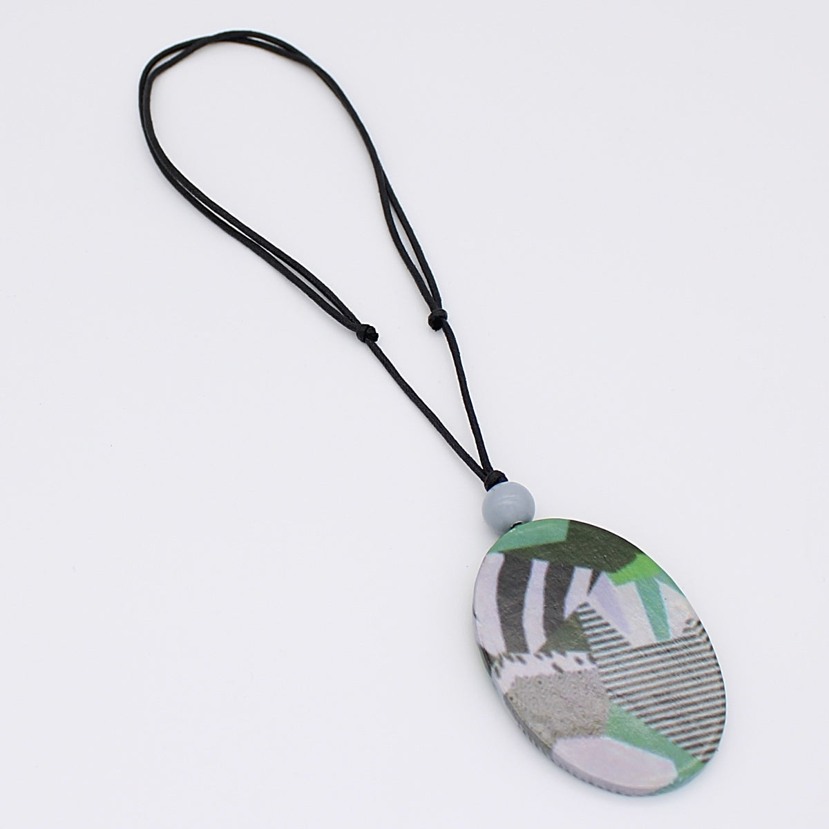 Green and Grey Scenic Decoupage Necklace